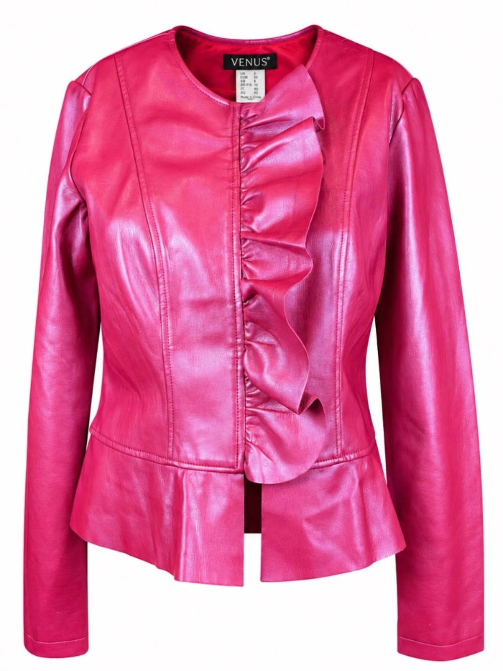 VENUS Ruffle Jacket Size 2 Red - Picture 2 of 11
